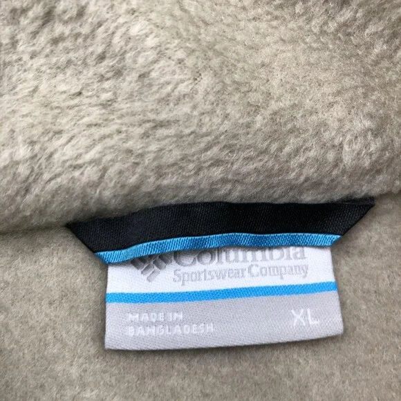 Columbia Vest Mens XL Beige Black Fleece Full Zip Sleeveless Outdoor Hiking - Picture 5 of 9